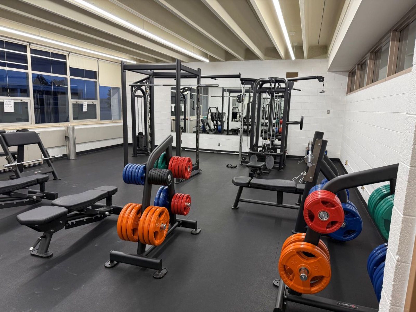 Weight equipment at the Wolverine Den fitness center